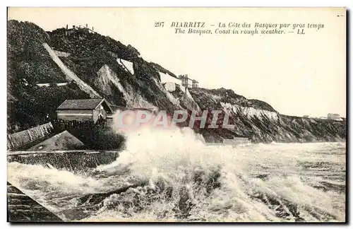 Cartes postales Biarritz La Cote des Basques par gros temps