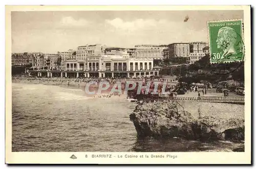 Cartes postales Biarritz Le Casino et la Grande Plage