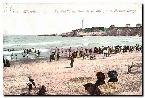 Cartes postales Biarritz Le Public au Bord de la Mer a La Grande Plage