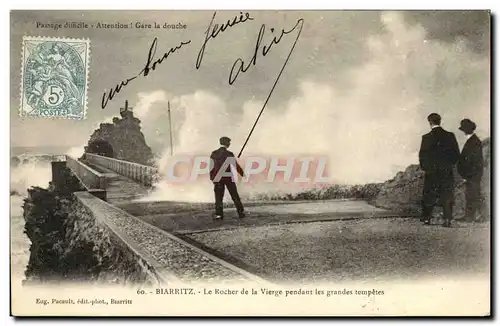 Cartes postales Biarritz Le Rocher de la Vierge Pendant les Grandes tempetes