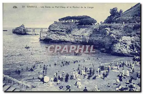 Ansichtskarte AK Biarritz Les Bains au Port Vieux et le Rocher de la Vierge