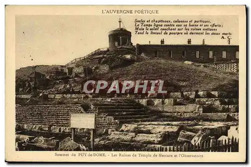 Cartes postales Sommet De Puy De Dome Les Ruines du Temple de Marcure et L Obervations