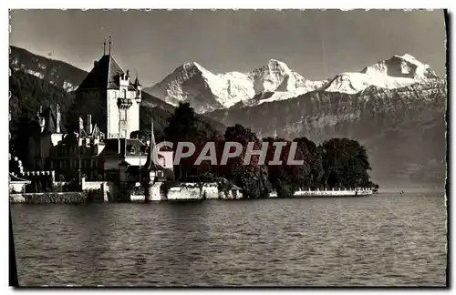 Moderne Karte Oberhofen am Thunersee Eiger Monch Junfrau
