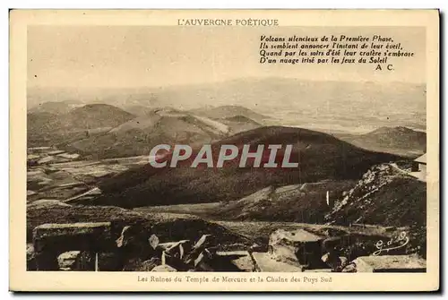 Cartes postales Les Ruines du Temple de Mercure et La Chaine Des Puys Sud