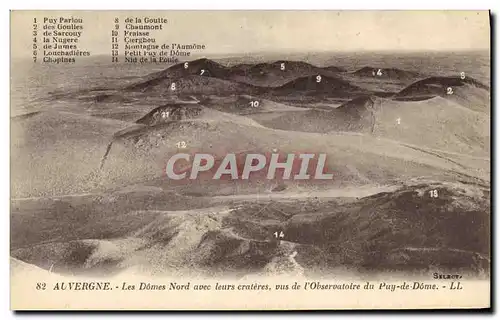 Cartes postales Auvergne Les Domes Nord Avec Leurs crateres Vus De l observatoire