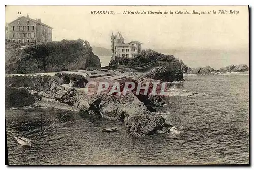 Cartes postales Biarritz L Entree Du Chemin De La Cote Des Basques Et La Villa Belza