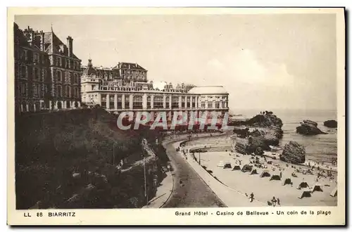 Cartes postales Biarritz Grand Hotel Casino De Bellevue Un coin de la plage