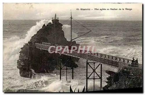 Ansichtskarte AK Biarritz Mer Agitee Au rocher de la Vierge