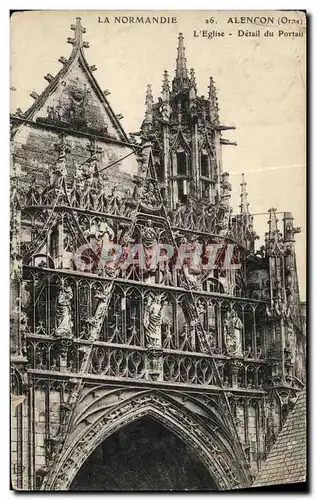 Cartes postales Alencon La Nef De L Eglise Notre Dame Detail du Portail