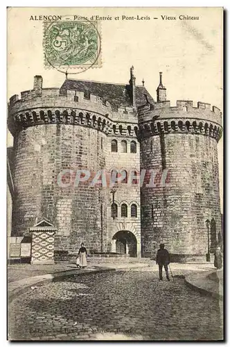 Cartes postales Alencon Porte d Entree Et Pont Levis Vieux chateau