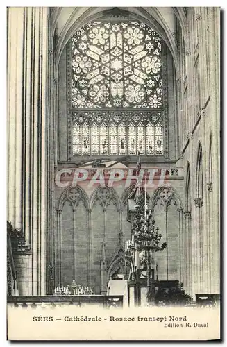 Cartes postales Sees Cathedrale Rosace Transept Nord