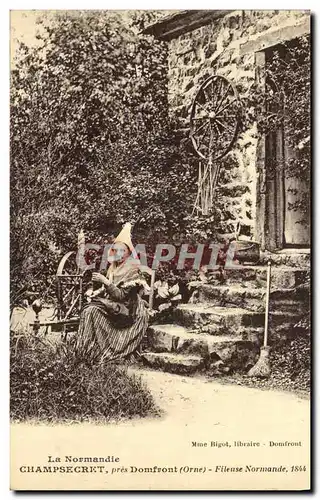 Cartes postales Champsecret pres Domfront Fileuse Normande Folklore Costume Rouet