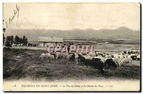 Ansichtskarte AK Environs du Mont Dore Le Puy de Dome et La Chaine Des Puys Berger et moutons