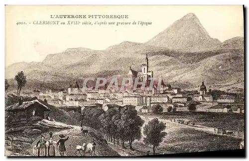 Cartes postales Clermont au 18eme d apres une gravure de l epoque