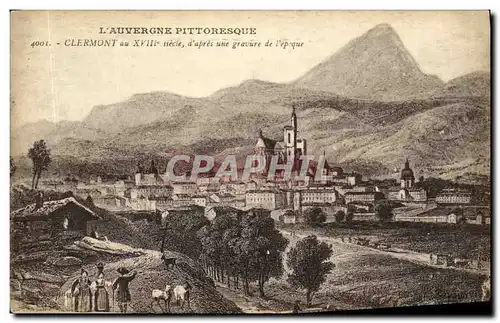 Cartes postales Clermont au 18eme d apres une gravure de l epoque