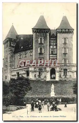 Ansichtskarte AK Pau Le Chateau Et Le Statue de Gaston Phebus Enfants