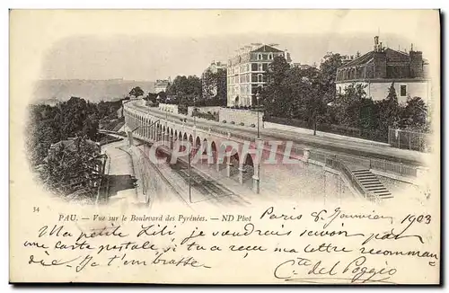 Ansichtskarte AK Pau Vue Sur Le Boulevard Des Pyrenees