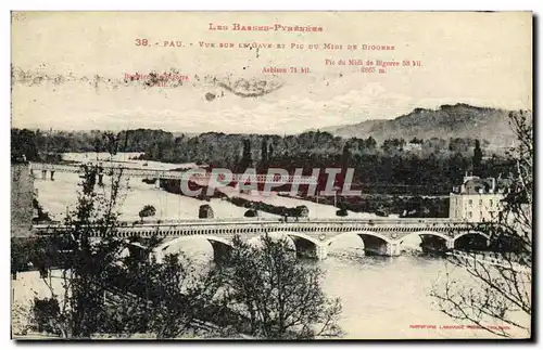 Cartes postales Pau Vue Sur Le Gave et pic de Midi de Bigorre