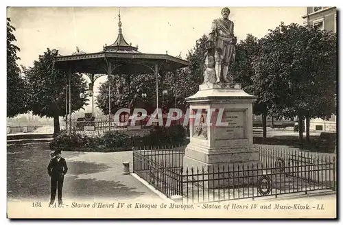 Cartes postales Pau Statue d Henri Et Kiosque de Musique