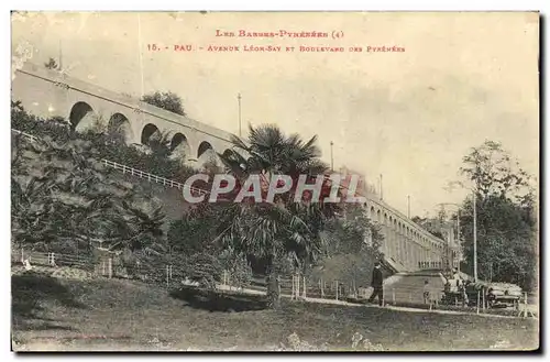 Cartes postales Pau Avenue Leon Say Et Boulevard Des Pyrenees