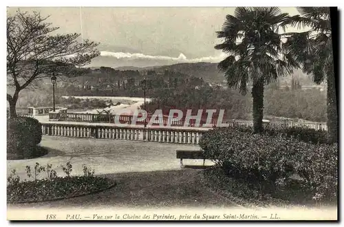 Cartes postales Pau Vue Sur La Chaine des Pyrenees Prise du Square Saint Martin