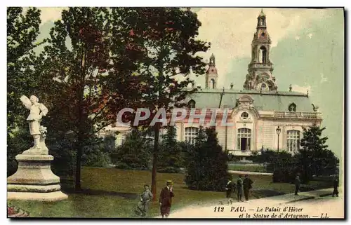 Ansichtskarte AK Pau Le Palais d Hiver Et La Statue de D Artagnan