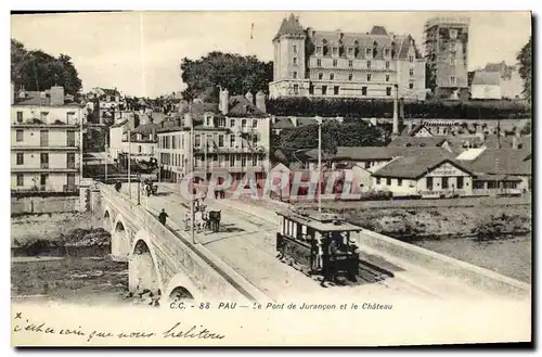 Cartes postales Pau Le Pont de Jurancon et Le Chateau Tramway