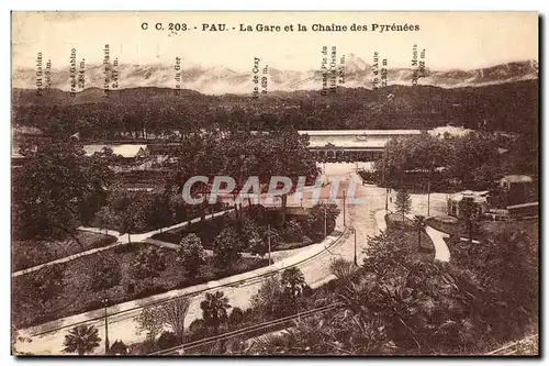 Cartes postales Pau La Gare et La Chaine Des Pyrenees