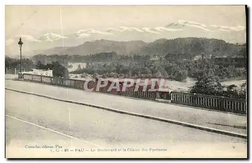 Ansichtskarte AK Pau Le Boulevard Et La Chaine des Pyrenees