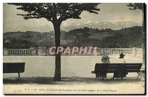 Cartes postales Pau La Chaine des Pyrenees Vue du Prolongement de la Place Royal