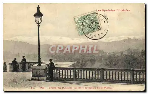 Cartes postales Pau La Chaine des Pyrenees Vue prise du square Saint Martin