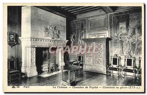 Cartes postales Pau Le Chateau Chambre de Psyche Cheminee en Pierre