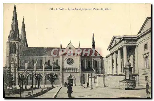 Cartes postales Pau Eglise Jacques et Palais de Justice