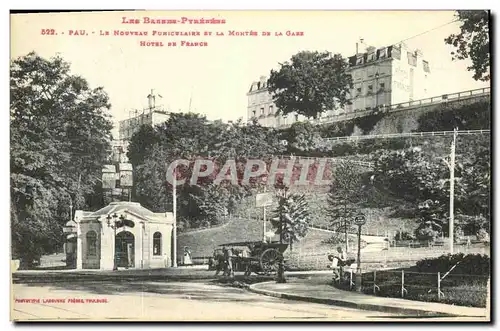 Cartes postales Pau Le Nouveau funiculaire Et La Montee De la Gare Hotel De France