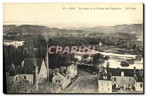 Cartes postales Pau Le Gave et la Chaine des Pyrenees