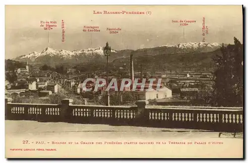 Ansichtskarte AK Pau Bizanos Et La Chaine Des Pyrenees de la terrasse du palais d hiver