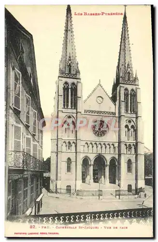 Cartes postales Pau Cathedrale St Jacques Vue De Face