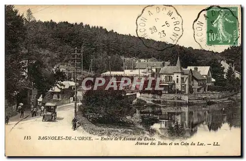 Cartes postales Bagnoles De L Orne Entree de L Avenue du Dante Avenue des bains et un coin du lac