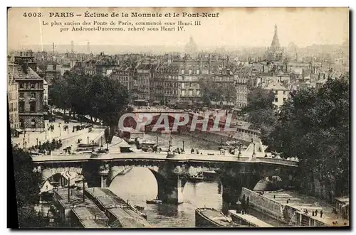 Cartes postales Paris Ecluse de la Monnaie et le Pont neuf