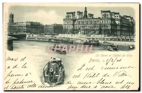 Cartes postales Paris La Seine et L Hotel de Ville