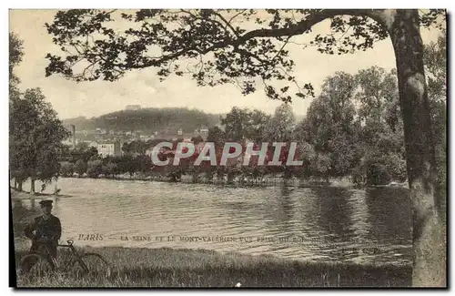 Ansichtskarte AK Paris La Seine Et Le Mont Valerien Vue prise du bois de Boulogne Enfant au velo