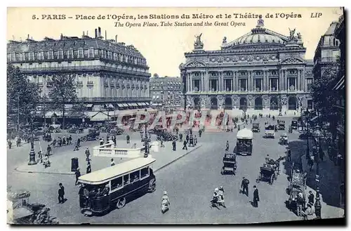 Ansichtskarte AK Paris Place de L Opera les Stations du Metro et Theatre de l Opera