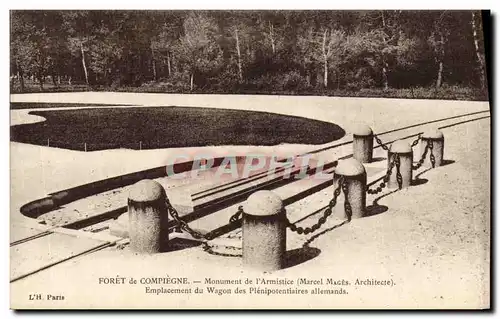 Ansichtskarte AK Compiegne Monument de L Armistice Emplacement du wagon des plenipotentionnaires allemands