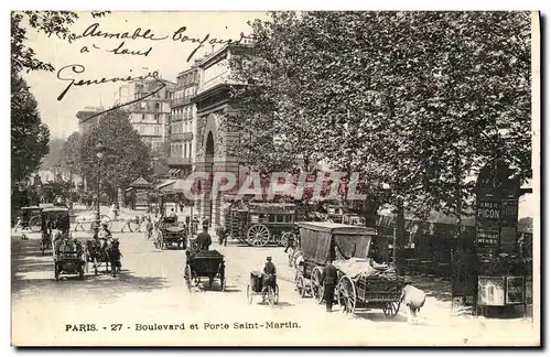 Cartes postales Paris Boulevard et Porte Saint Martin