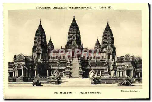 Cartes postales Paris Exposition Coloniale Internationale 1931 Angkor Vat Facade principale