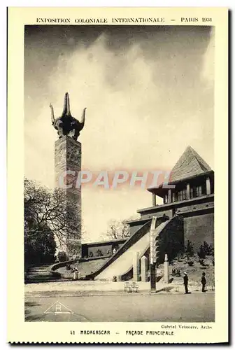 Cartes postales Paris Exposition Coloniale Internationale 1931 Madagascar Facade principale