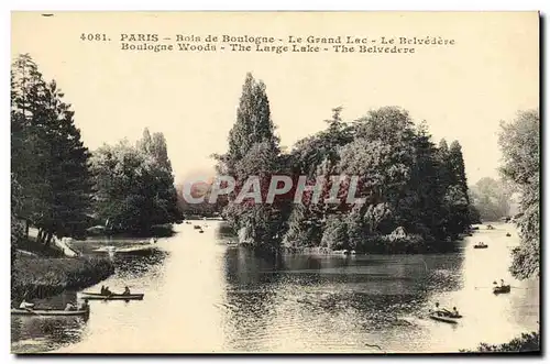 Cartes postales Paris Bois de Boulogne Le Grand Lac Le Belvedere
