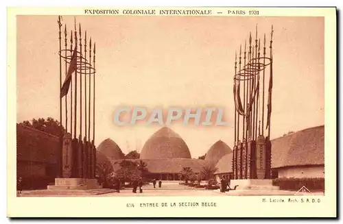 VINTAGE POSTCARD Paris Fair Colonial International 1931 Entry of the Belgian section�