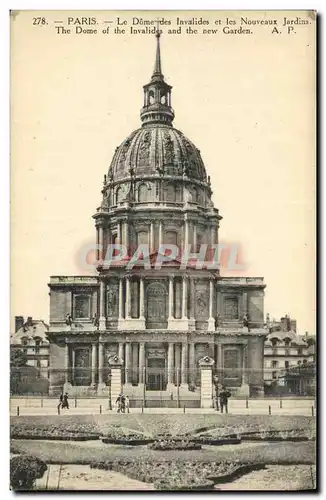 Cartes postales Paris Le Dome des Invalides et les nouveaux jardins