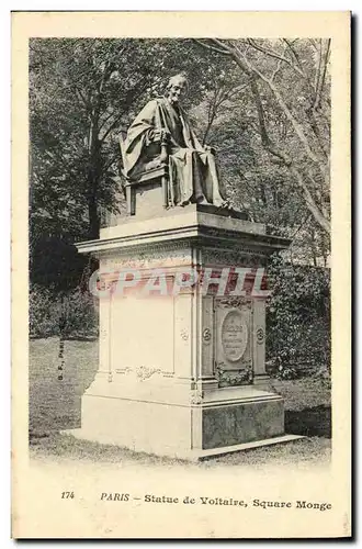 Cartes postales Paris Statue de Voltaire Square Monge